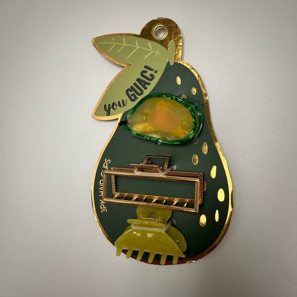 NWT ⚜️🥑⚜️ You guac! Avocado Hair Claw Clips set of 3 - Picture 3 of 14